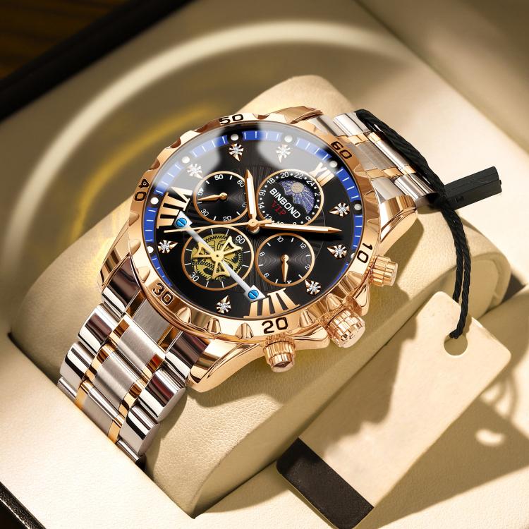 BINBOND B3103 30M Waterproof Flywheel Luminous Quartz Watch