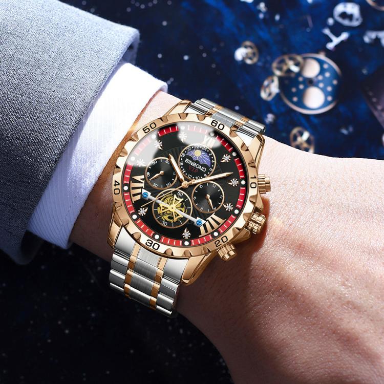 BINBOND B3103 30M Waterproof Flywheel Luminous Quartz Watch — view 13