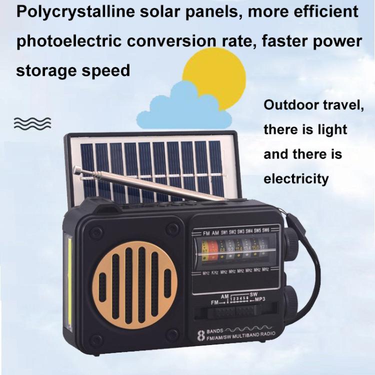 322BTS Solar Multi-band Antenna FM Radio Portable Flashlight Bluetooth Speaker
