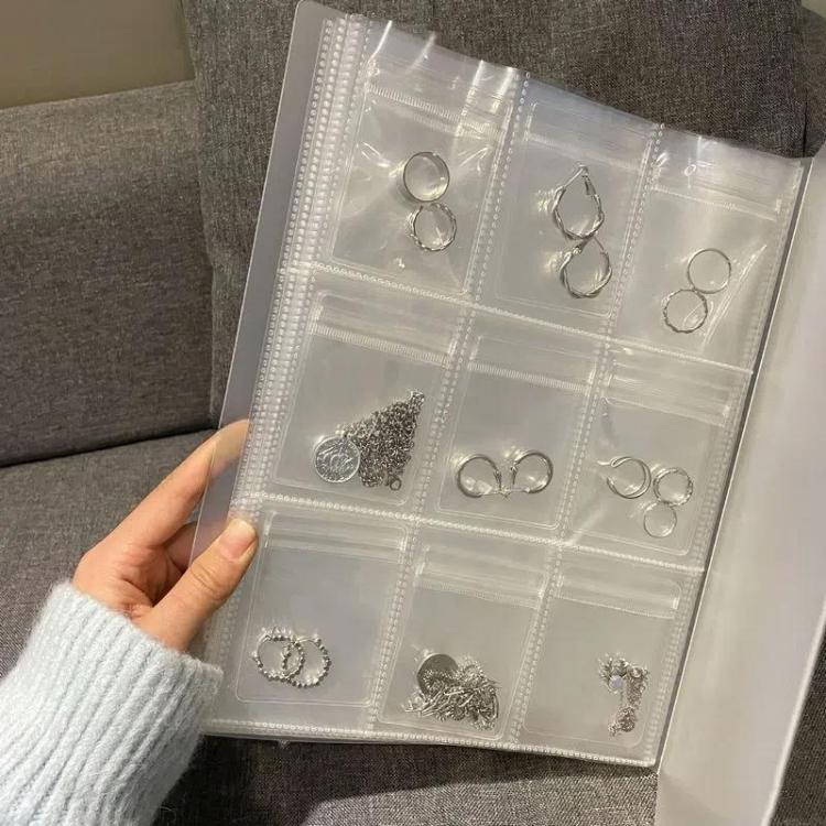 Transparent Anti-Oxidation Jewelry Storage Albums Desktop Drawer Organizer Necklace Bracelet Ring Book — 612 Grids