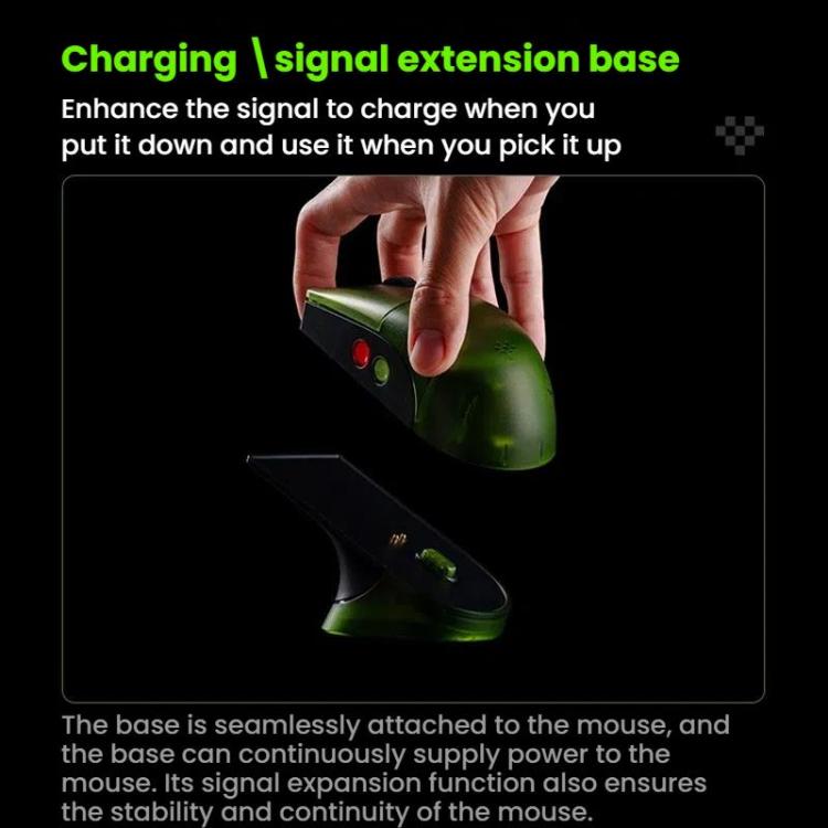8BitDo Retro R8 Green Translucent Wireless Mouse With Charging Base
