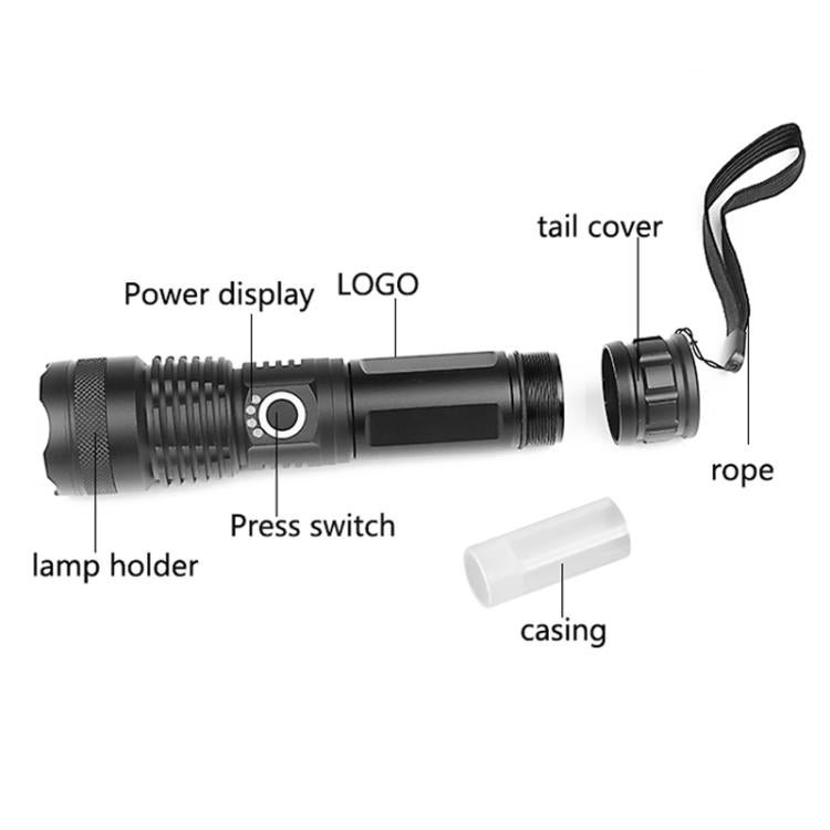 Aluminum Alloy Telescopic High-Intensity Flashlight With Power Display — view 3