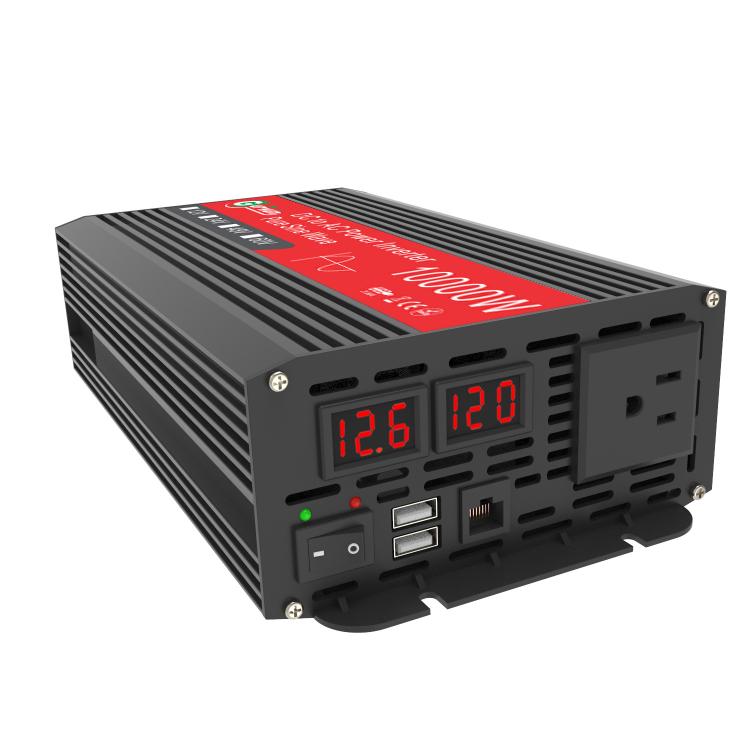 Gurxun 1500W Dual USB Fast Charger Dual Digital Display Pure Sine Wave Inverter — EU Plug 12V To 220V