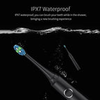 IPX7 Waterproof Smart Portable Sonic Electric Toothbrush with 6-brush Heads