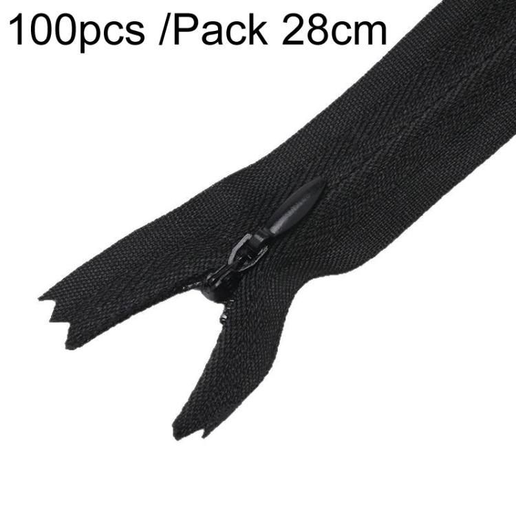 100pcs /Pack Invisible No.3 Garment Nylon Zipper — Black 20cm
