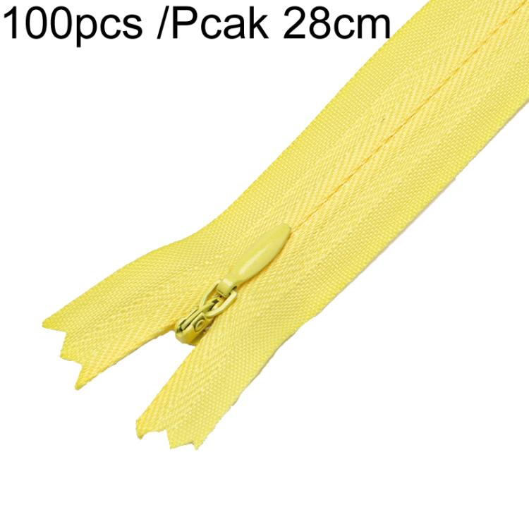 100pcs /Pack Invisible No.3 Garment Nylon Zipper — Yellow 20cm