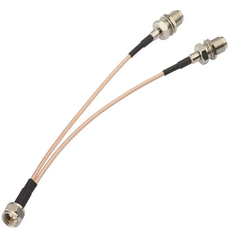 F-Splitter Coaxial RF Cable F Male To Dual Female Splitter — 50cm