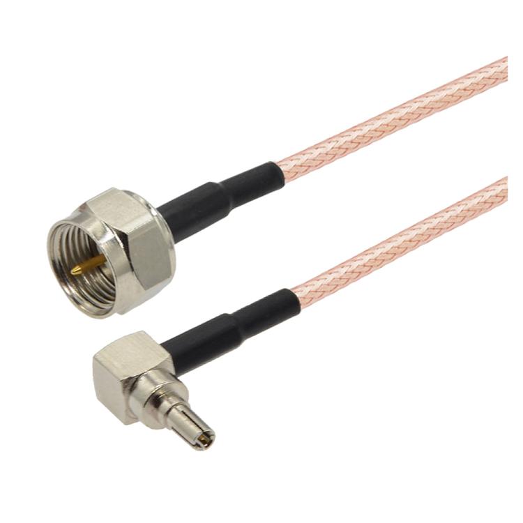 F Male Straight to CRC9 Male 90 Degree Coaxial RF Cable RG316 Jumper Cable — 20cm