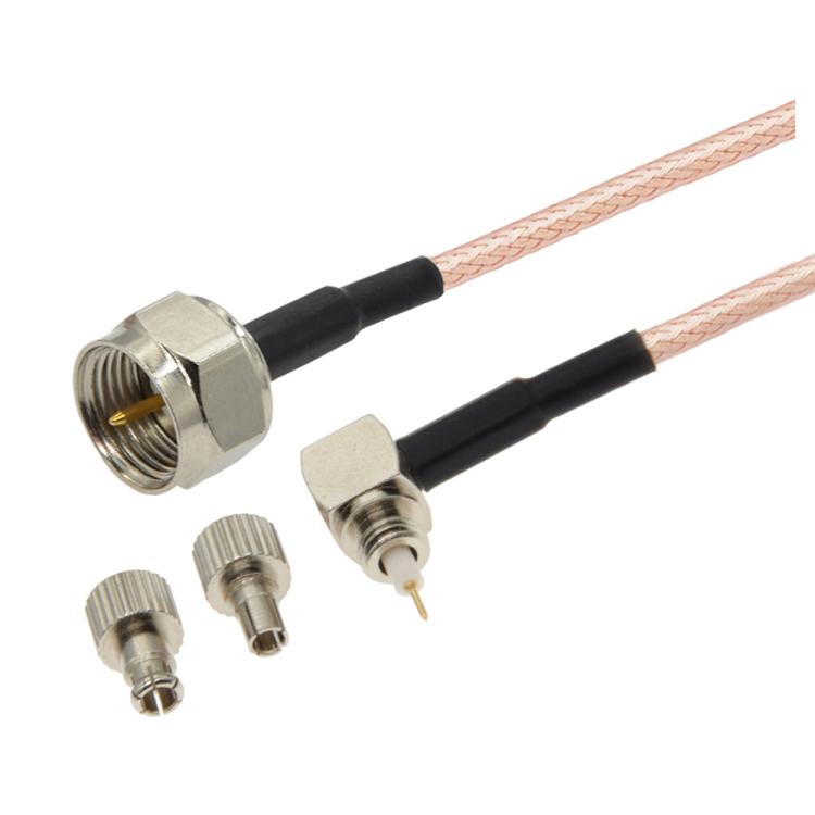 F Male Straight To Dual TS9 / CRC9 Male Degree Coaxial RF Cable RG316 Jumper Cable — 10cm