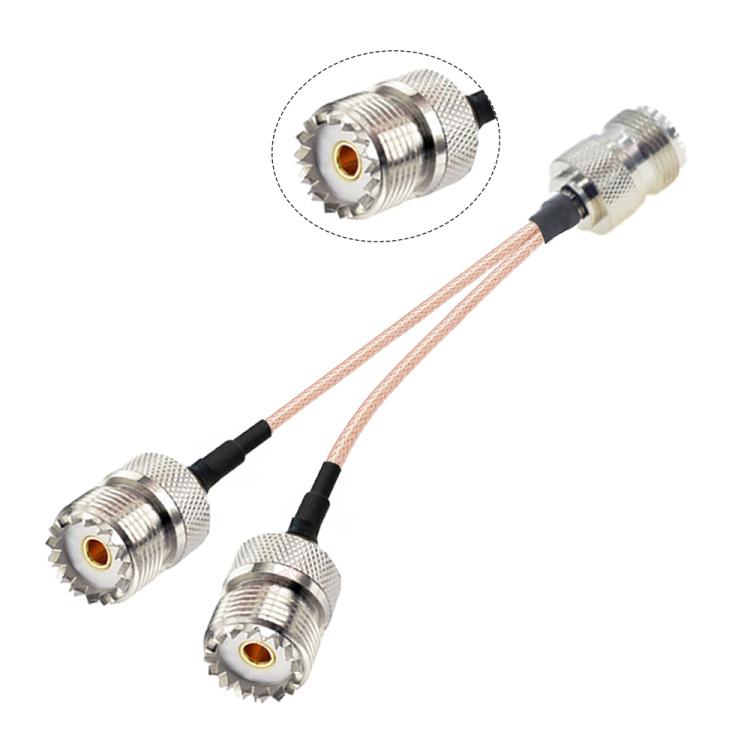 UHF Female To 2 Female 1 In 2 Adapter Y Type PL-259 To SO239 RG316 Coaxial Feedthroughs — 20cm