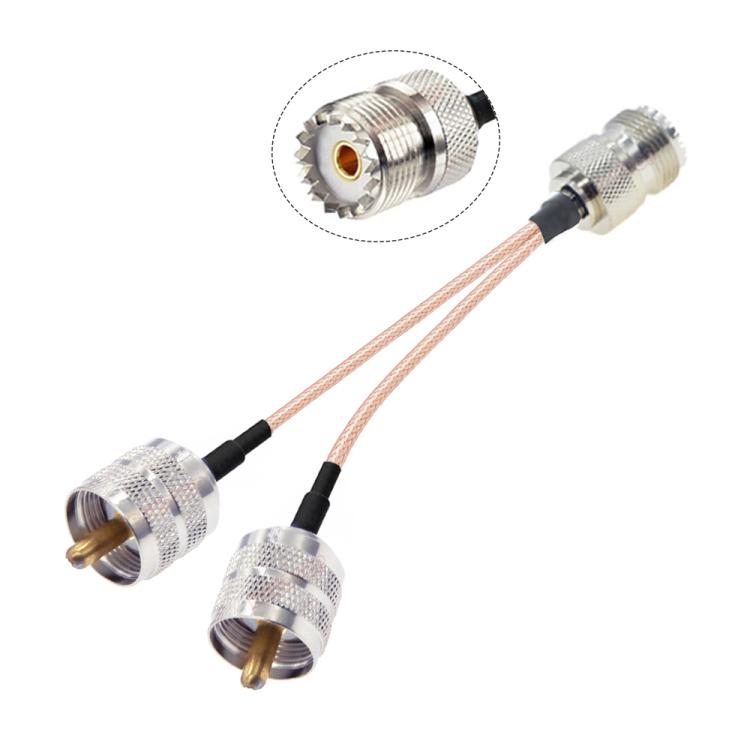 UHF Female To 2 UHF Male 1 In 2 Cable SO239 To PL259Y Adapter Cable — 15cm