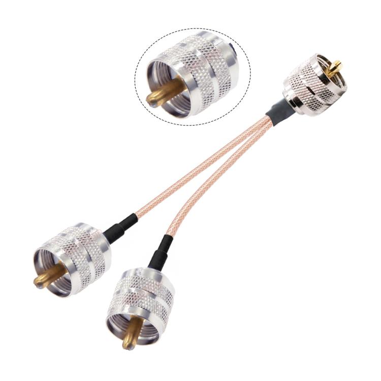 UHF Male To Dual UHF Male Split 1 In 2 Cable SO239 To PL259Y RG316 Adapter Cable — 15cm