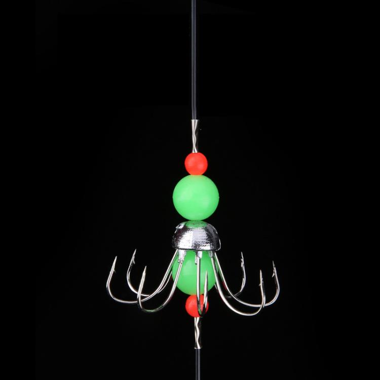 56cm Total Length Night Fishing Fluorescent 8-Claw Fishing Hook Squid String Hook Set