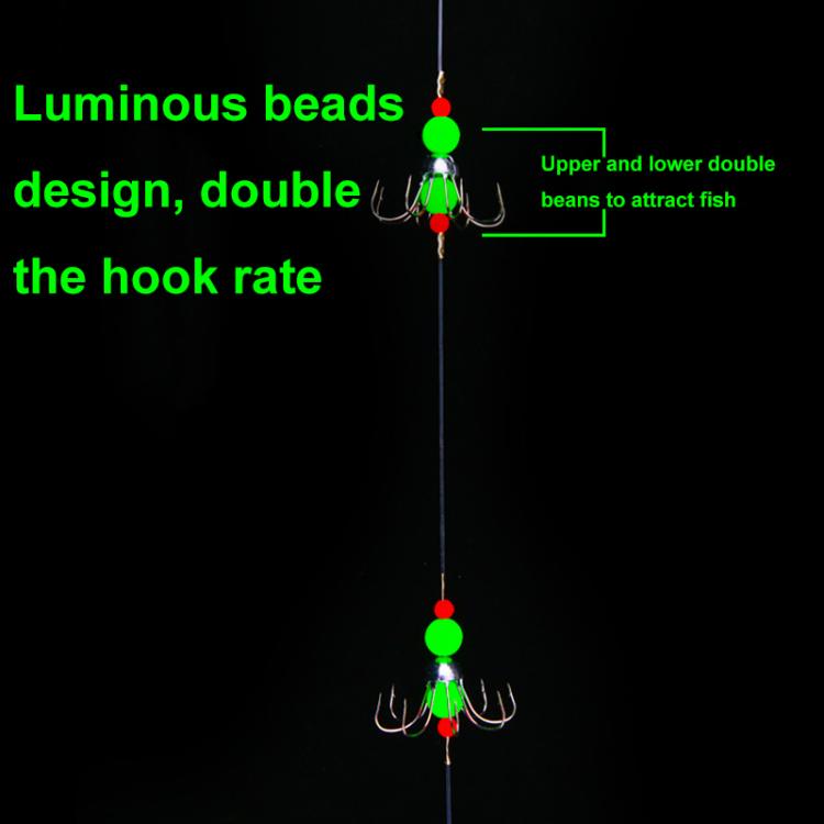 56cm Total Length Night Fishing Fluorescent 8-Claw Fishing Hook Squid String Hook Set