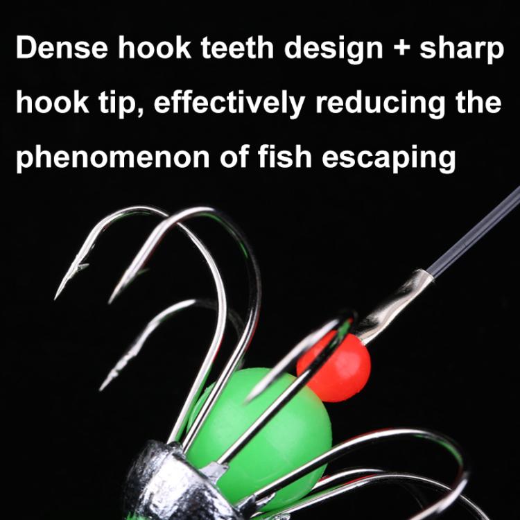 56cm Total Length Night Fishing Fluorescent 8-Claw Fishing Hook Squid String Hook Set