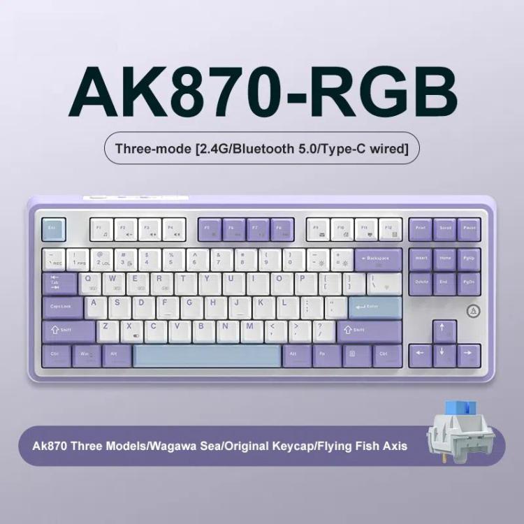Ajazz AK870 Wireless Bluetooth Tri-mode Mechanical Keyboard RGB DIY Custom Hot Swap Gaming Keyboard