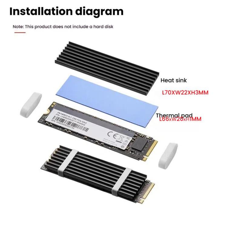 FinalCool M.2 2280 NVMe SSD Heat Sink Solid State Drive Radiator — Gold