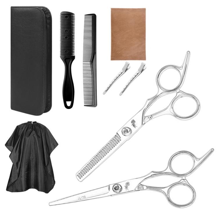 Stainless Steel Haircutting Scissors Set Hair Cutting Tools — 8-in-1