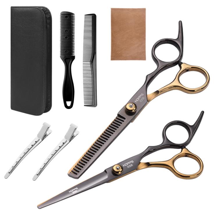 Stainless Steel Haircutting Scissors Set Hair Cutting Tools — 10-in-1 Half-gold