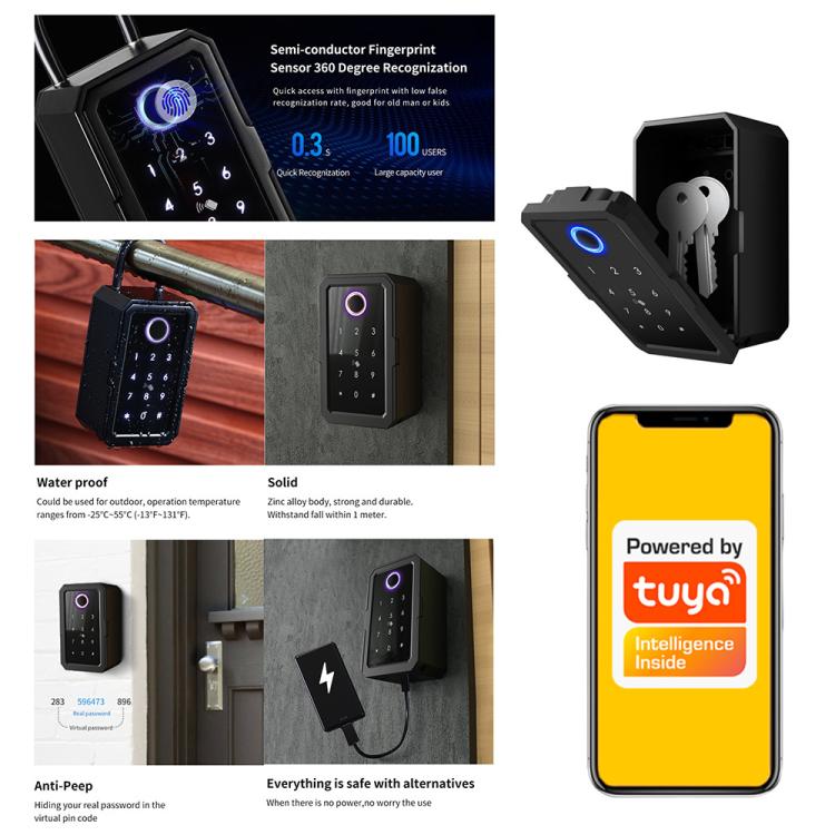 Smart Bluetooth Key Box Supports Fingerprint/APP/Password/IC Card Unlocking — view 9