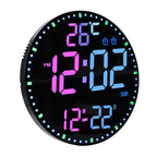 11.6-Inch RGB Wall Clock With Remote Control Multi-Functional Alarm Clock — Bamboo+Cloth