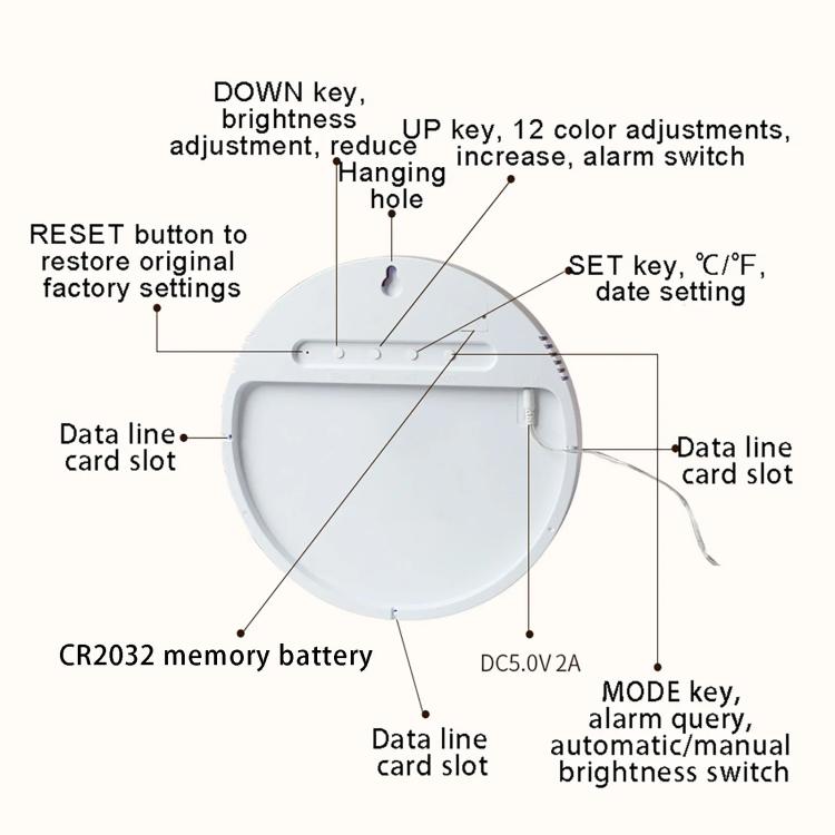 11.6-Inch RGB Wall Clock With Remote Control Multi-Functional Alarm Clock — view 19