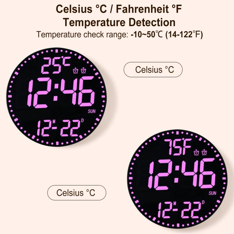 11.6-Inch RGB Wall Clock With Remote Control Multi-Functional Alarm Clock — view 15