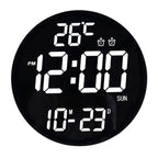 11.6-Inch White Light Wall Clock With Remote Control Multi-Functional Alarm Clock — Bamboo+Cloth