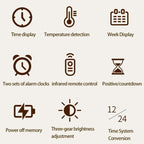 11.6-Inch White Light Wall Clock With Remote Control Multi-Functional Alarm Clock — view 9