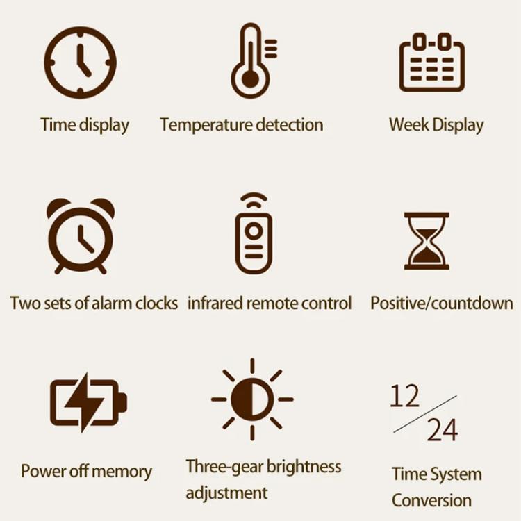 11.6-Inch White Light Wall Clock With Remote Control Multi-Functional Alarm Clock — view 9