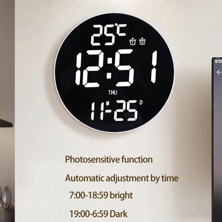 11.6-Inch White Light Wall Clock With Remote Control Multi-Functional Alarm Clock — view 11