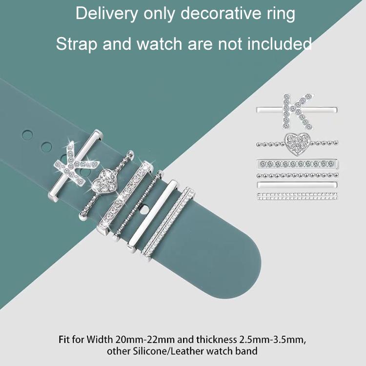 6pcs / Set Smart Watch Silicone Band Decorative Ring Metal Accessories
