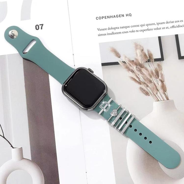 6pcs / Set Smart Watch Silicone Band Decorative Ring Metal Accessories