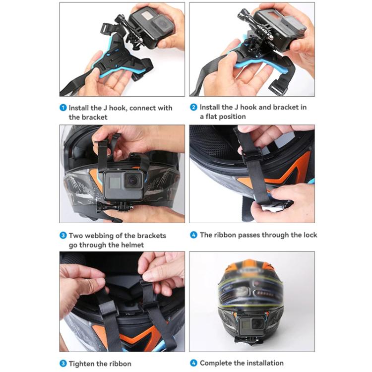 TELESIN Sports Camera Motorcycle Helmet Chin Mount Bracket For GoPro HERO Series / DJI Osmo Action / Insta360
