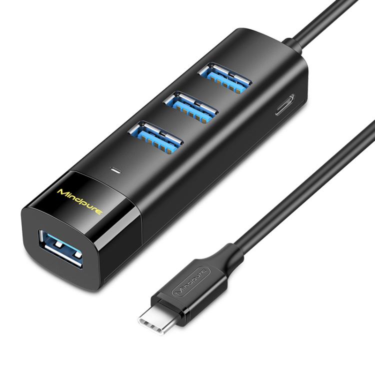 To 4-port USB3.0 Long Hub Docking Station Splitter — Mindpure US023 0.3m Type-C