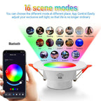 Tuya Bluetooth Smart Ceiling Lamp Round Recessed RGBCW Color Changing Dimmable Ceiling Light — view 3