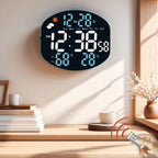 Digital Wall Clock Weather Station Forecast TEMP Humidity 2 Alarm Table Clock With Remote Control — Green+White