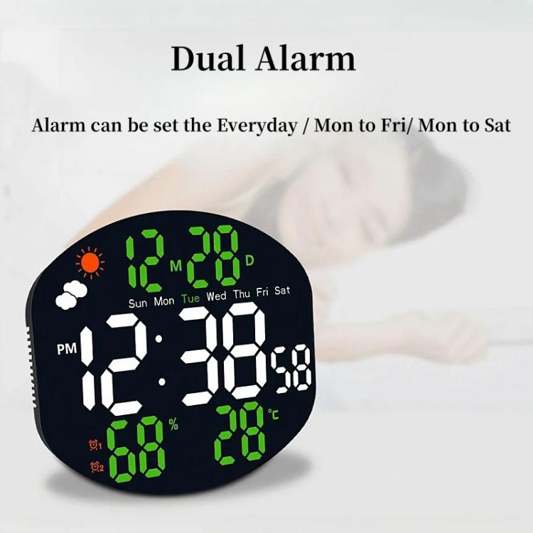 Digital Wall Clock Weather Station Forecast TEMP Humidity 2 Alarm Table Clock With Remote Control — view 7