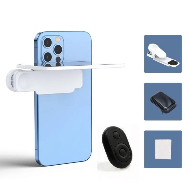 Mobile Phone Reflection Photo Clip Holder Adjustable Angle Mirror Clip Phone Reflector Selfie Artifact — With Remote Control Black