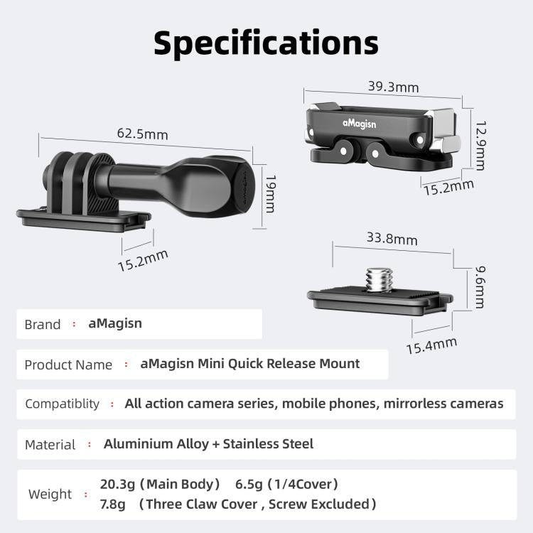 aMagisn Mini Quick Release Mount for Sports Cameras — view 19