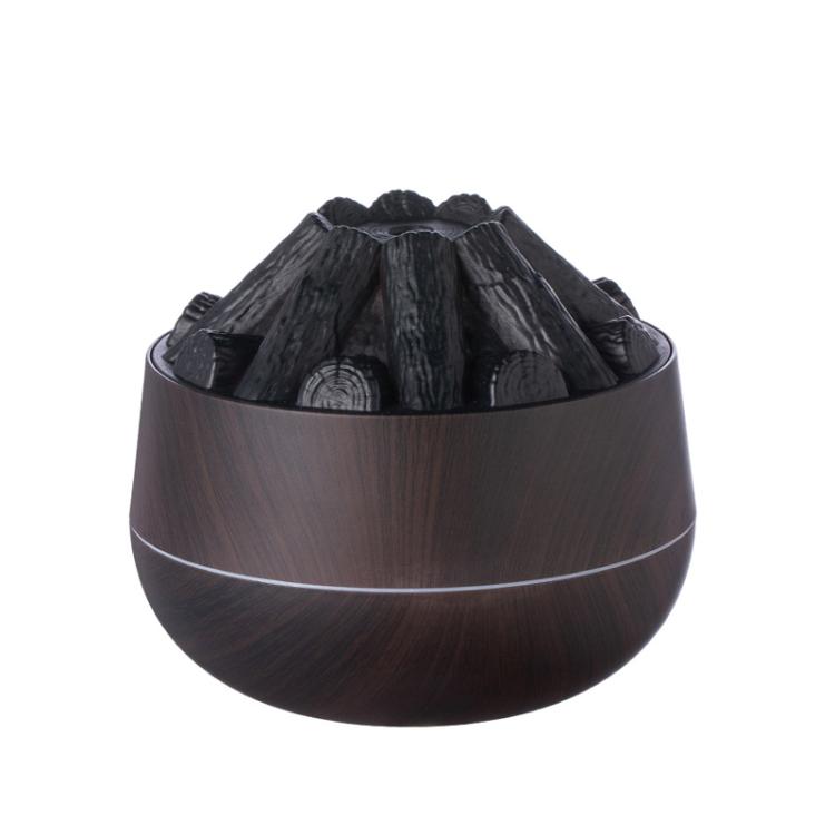 Simulated Charcoal Fire Ambient Night Light Humidifier USB Large Mist Flame Humidifier — Light Wood Grain