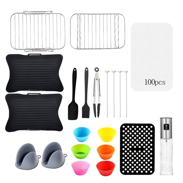 Air Fryer Accessories Set Airfryer Mold Liner Reusable Oven Grill Baking Rack — 20 In 1