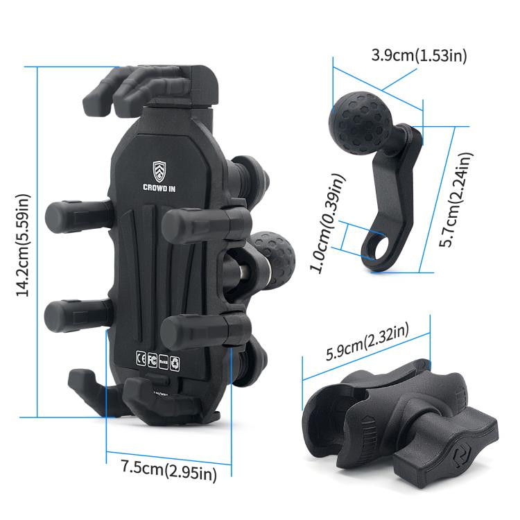 Motorcycle Rearview Mirror Mount Aluminum Alloy Shock-absorbing Mobile Phone Holder