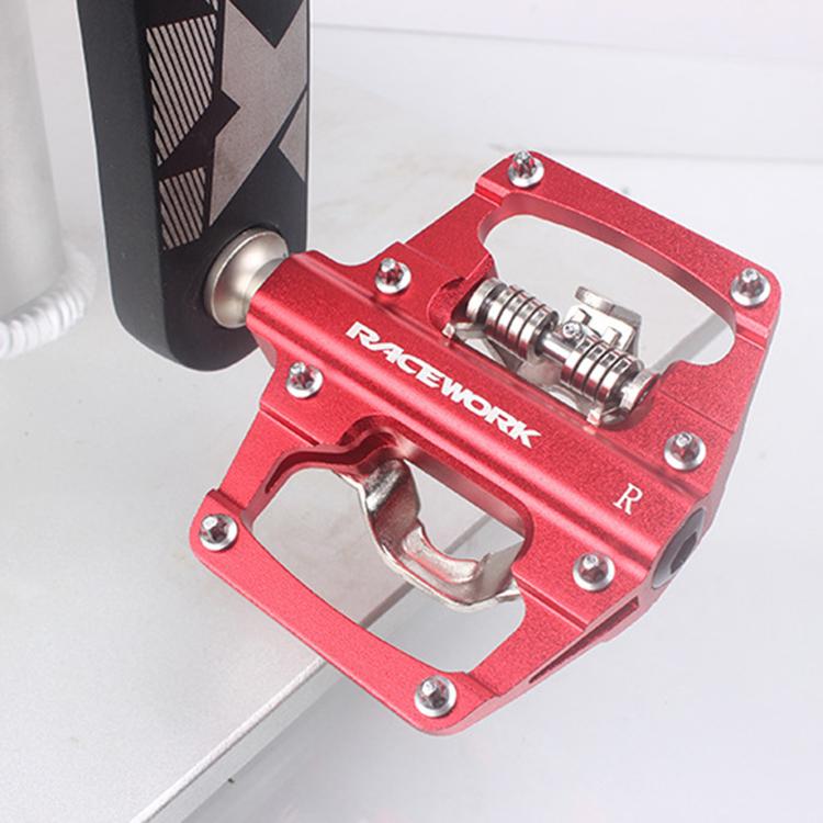 RACEWORK RK213 1pair Mountain Bike SPD + Flat Pedal Self-locking Dual-purpose Pedal