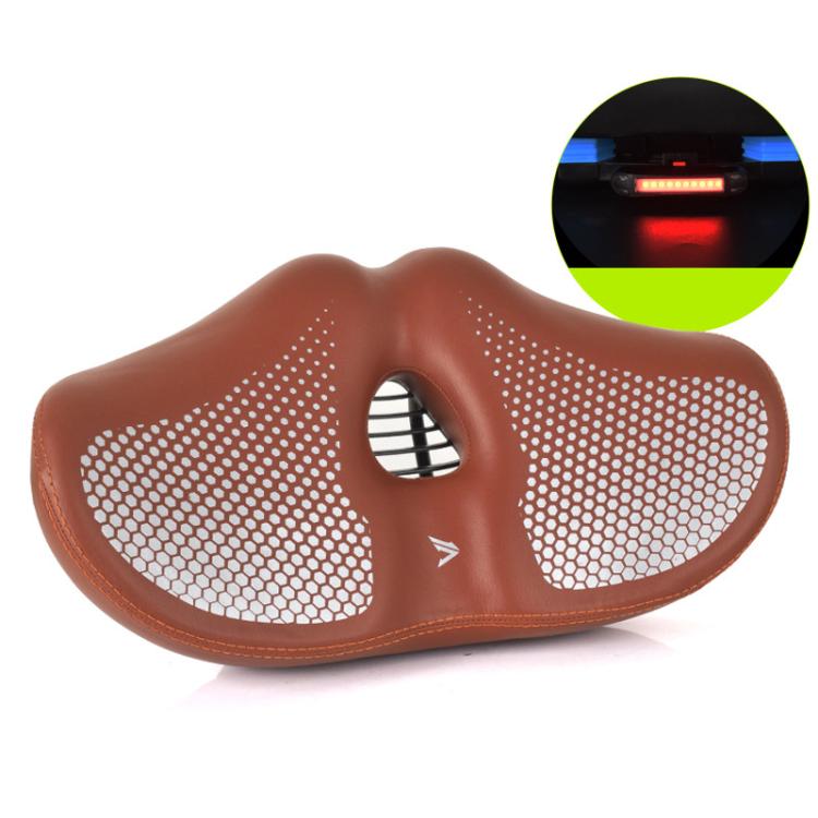 FMFXTRA Thickened Bicycle Saddle Mountain Bike Shaped Saddle — Black+Tail Light