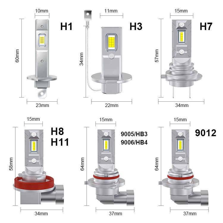 2pcs Mini 1:1 Direct Plug Car LED Headlight Bulb
