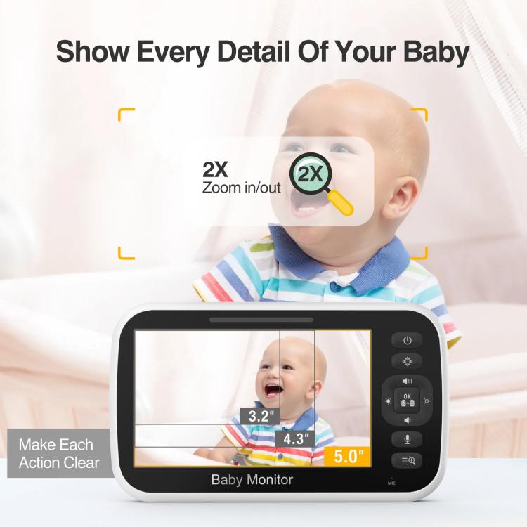 5 inch LCD Screen Auto Night Vision Baby Monitor