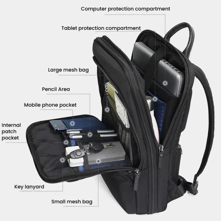 Men Expandable Waterproof Lightweight Laptop Backpack With Floating Zipper — view 7