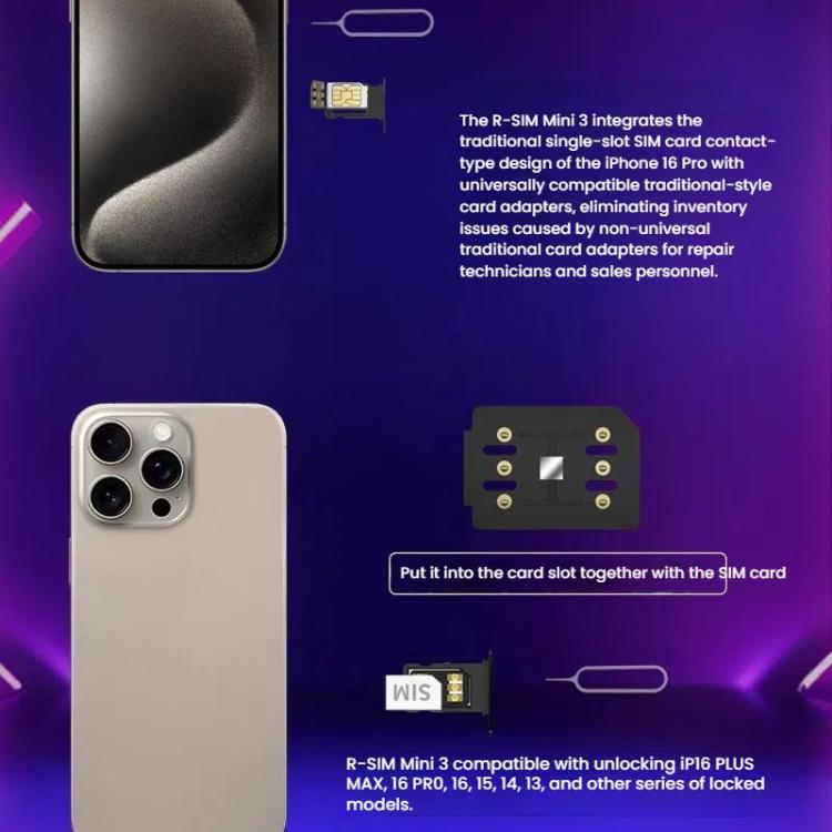 SIM Unlock Chip For iPhone 13-16 Dual SIM Models, R-SIM Mini 3 — view 5