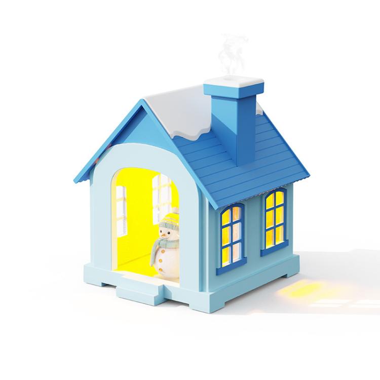 500ML Portable Mini Snow House Humidifier USB Desktop Snowman Colorful Ambient Light Air Humidifiers — Rechargeable